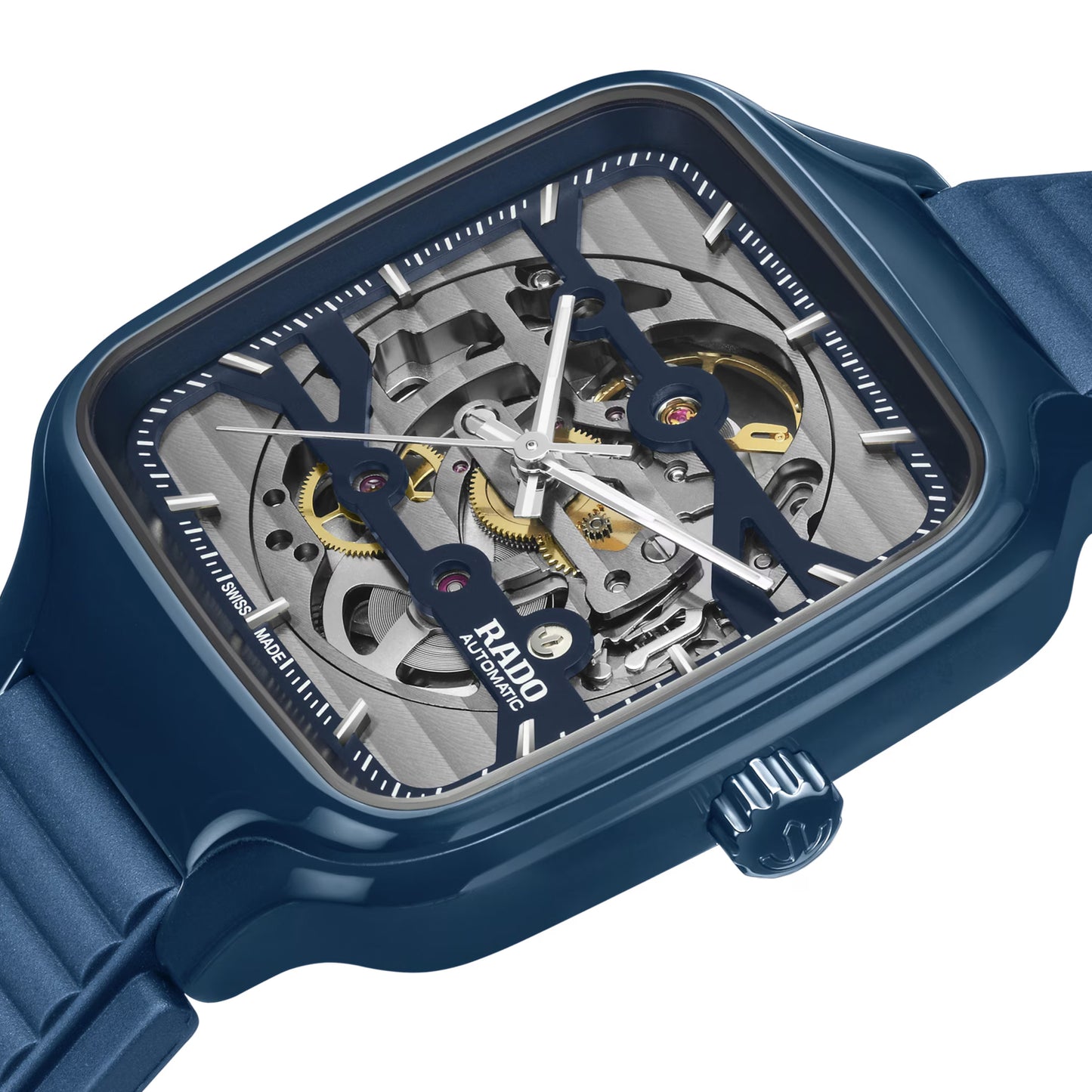 Rado True Square Skeleton Ceramic Automatic Watch - Blue