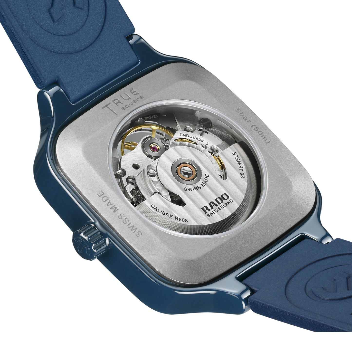 Rado True Square Skeleton Ceramic Automatic Watch - Blue