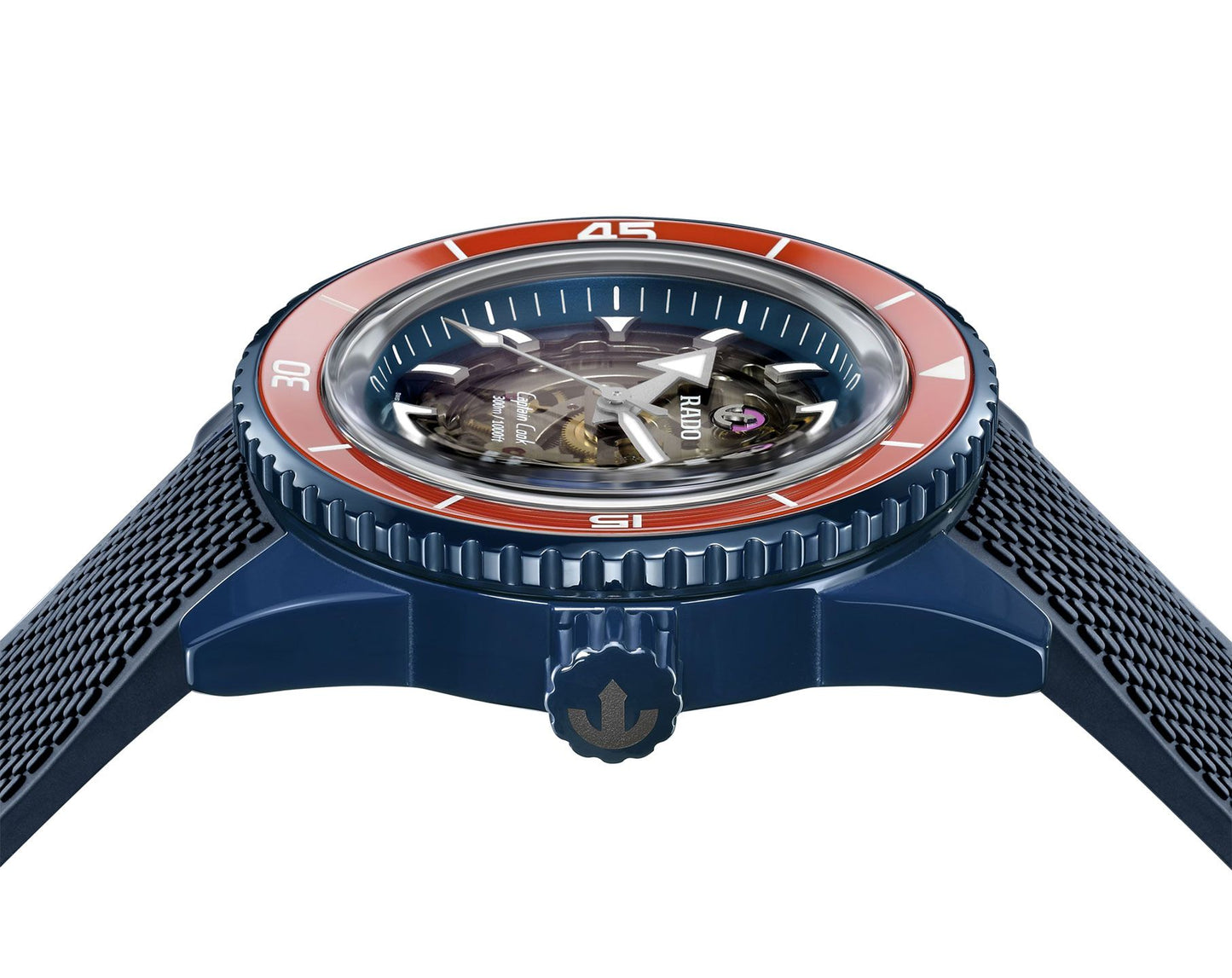 Rado Captain Cook Navy Blue Ceramic Skeleton Limited Edition Automatic Watch 43 mm