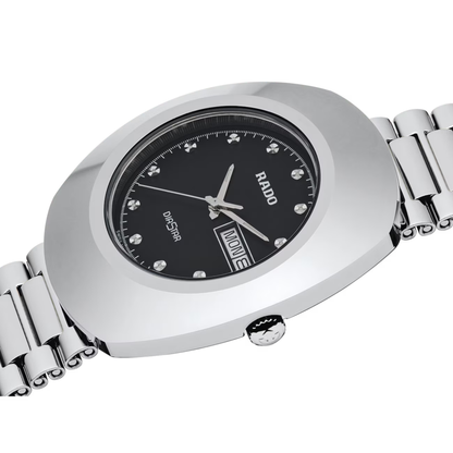Rado DiaStar Original Silver Stainless Steel Black Dial Watch 35.1 mm