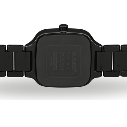 Rado True Square Black Diamond Ceramic Automatic Watch 29.2 mm