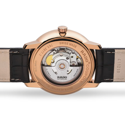 Rado Coupole Classic Brown Leather White Dial Automatic Watch 41 mm