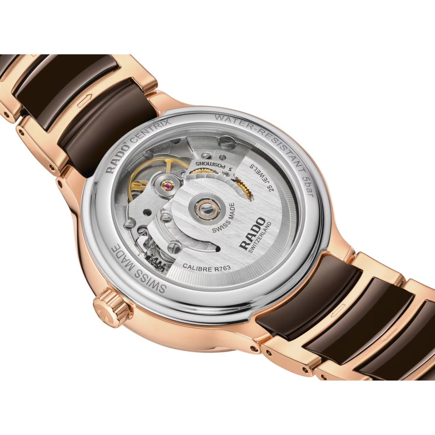 Rado Centrix Brown Diamond Ceramic Automatic Watch 35 mm