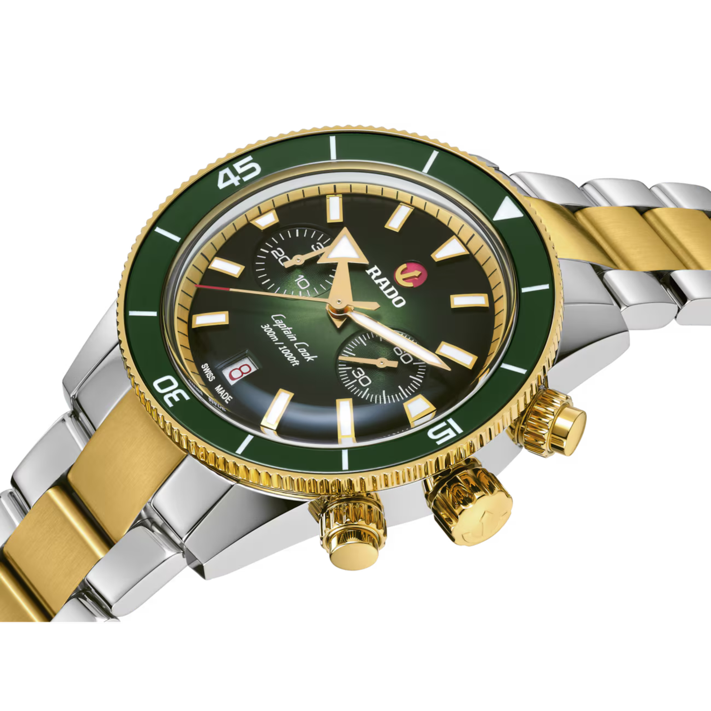 Rado Captain Cook Green Chronograph Ceramic Automatic Watch 43 mm