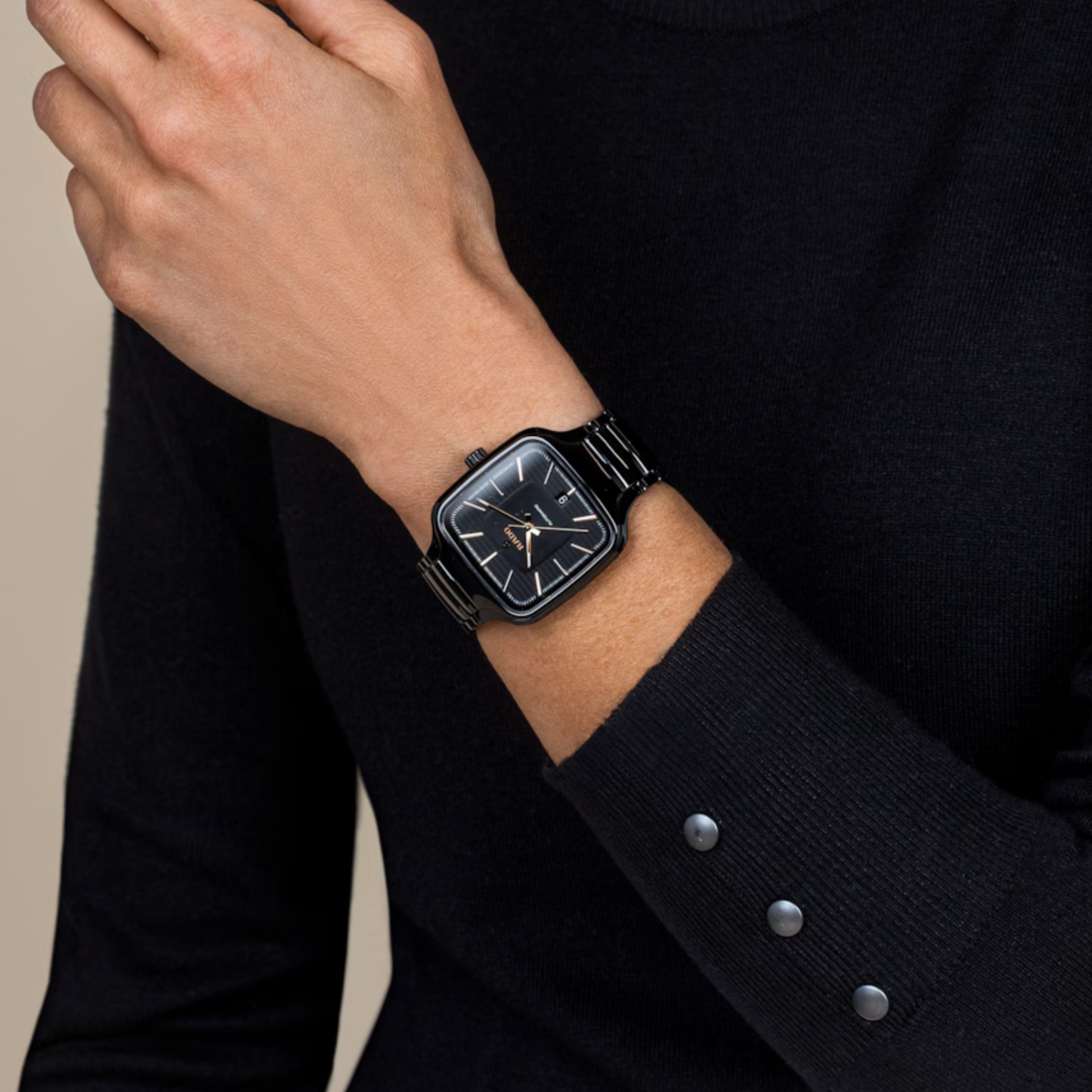 Rado True Square Black Ceramic Titanium Automatic Watch 38 mm