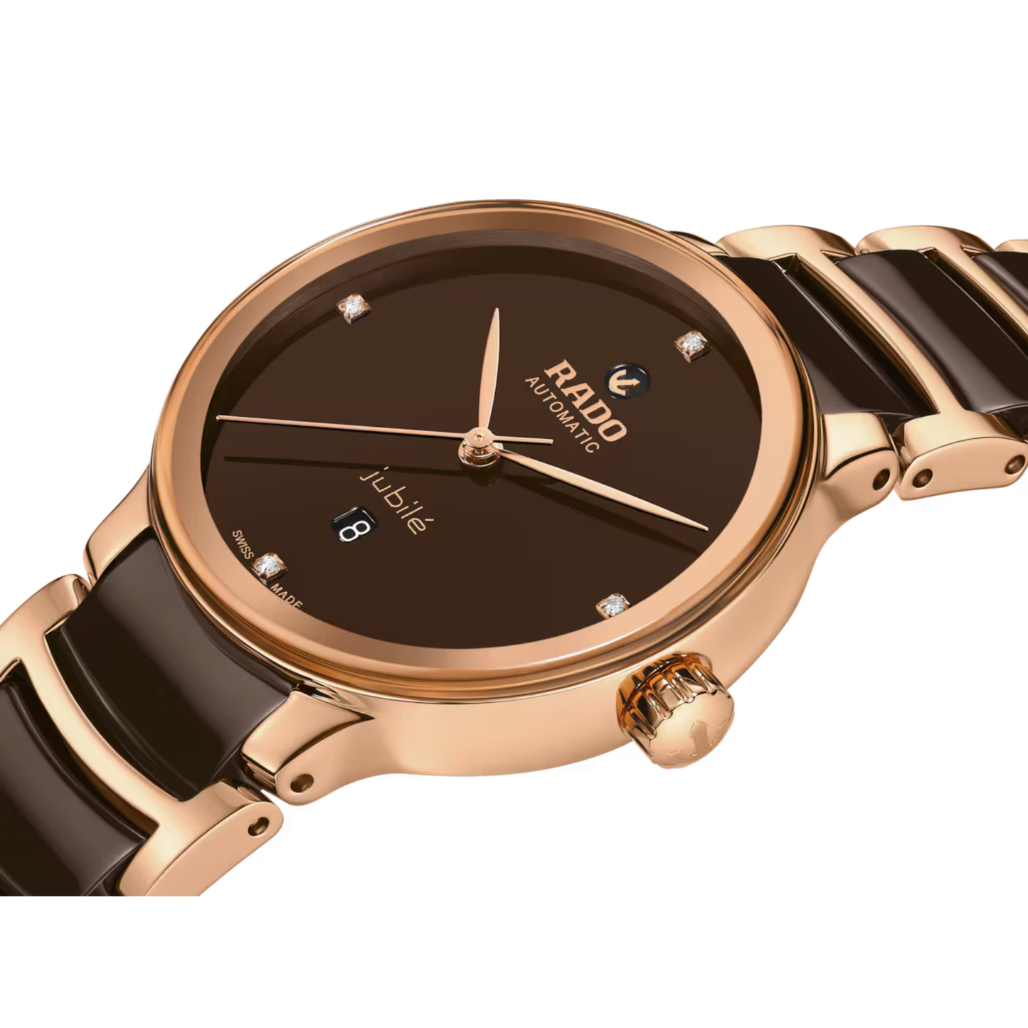 Rado Centrix Diamond Brown Ceramic Automatic Watch 30.5 mm
