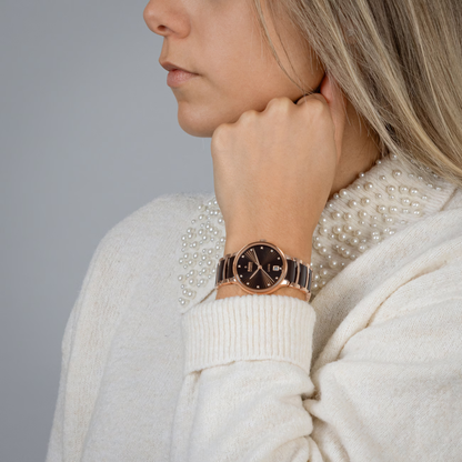 Rado Centrix Brown Diamond Ceramic Automatic Watch 35 mm