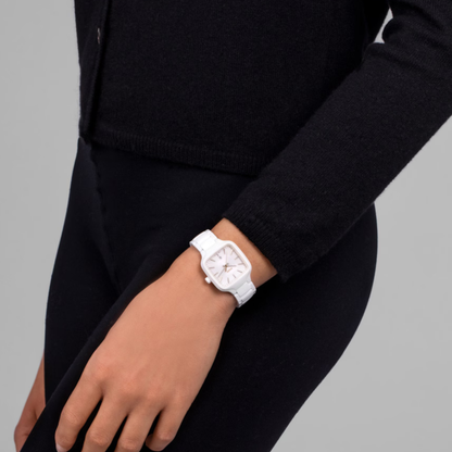Rado True Square White Ceramic Titanium Watch 29.2 mm