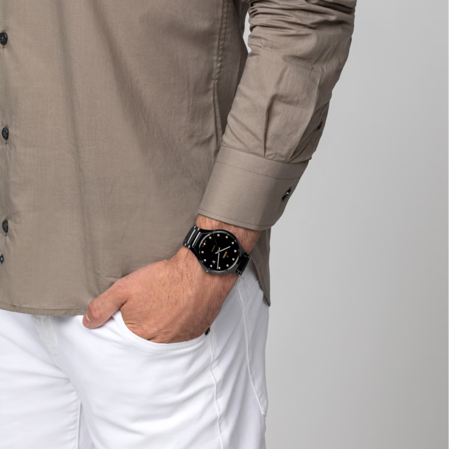 Rado True Round Diamonds Black Ceramic Automatic Watch 40 mm