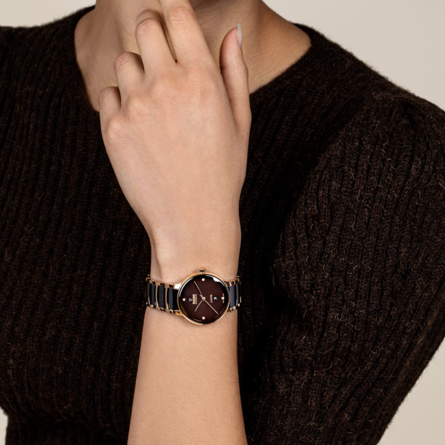 Rado Centrix Diamond Brown Ceramic Automatic Watch 30.5 mm