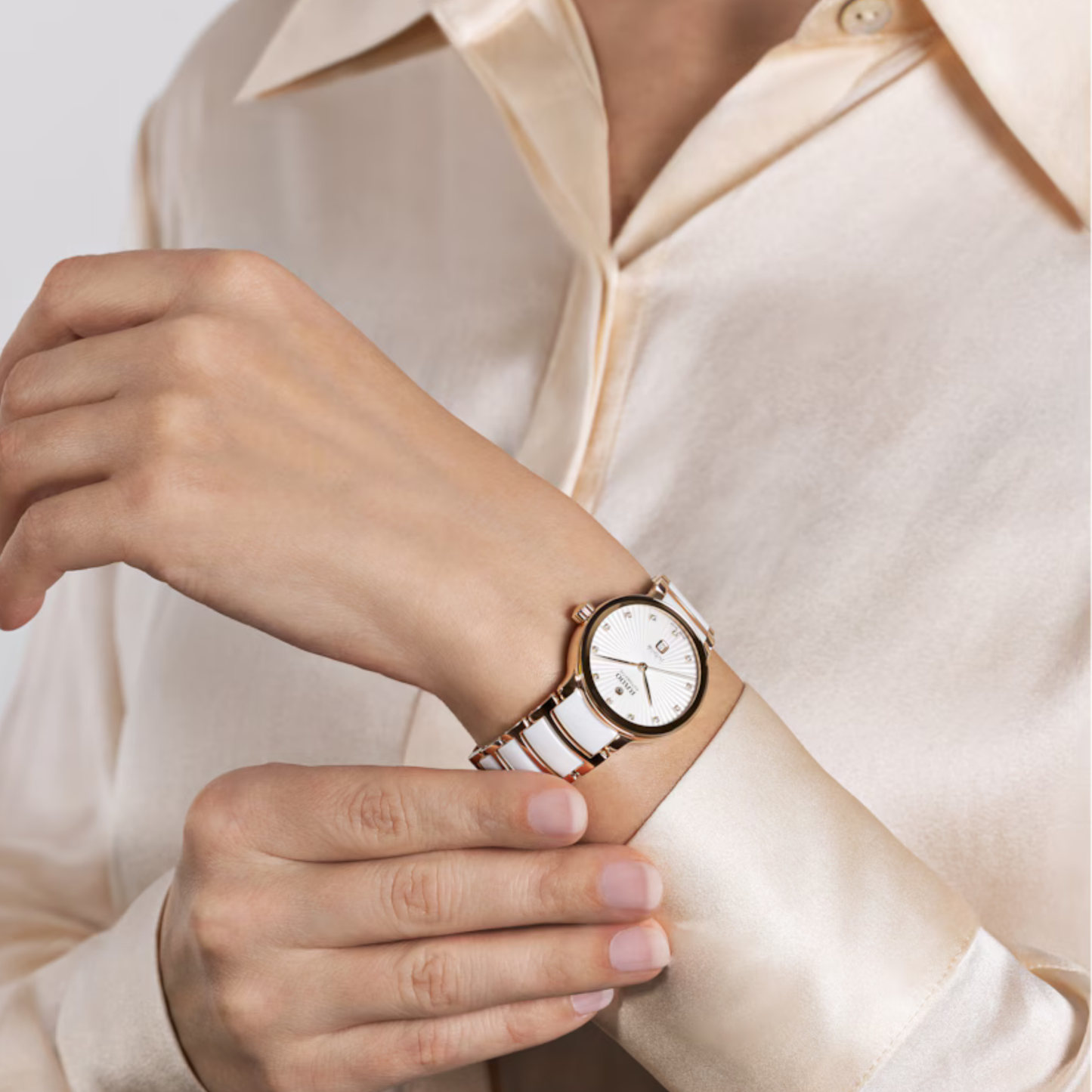 Rado Centrix White Dial Two-Tone Stainless Steel & Ceramic Automatic Watch 30.5mm