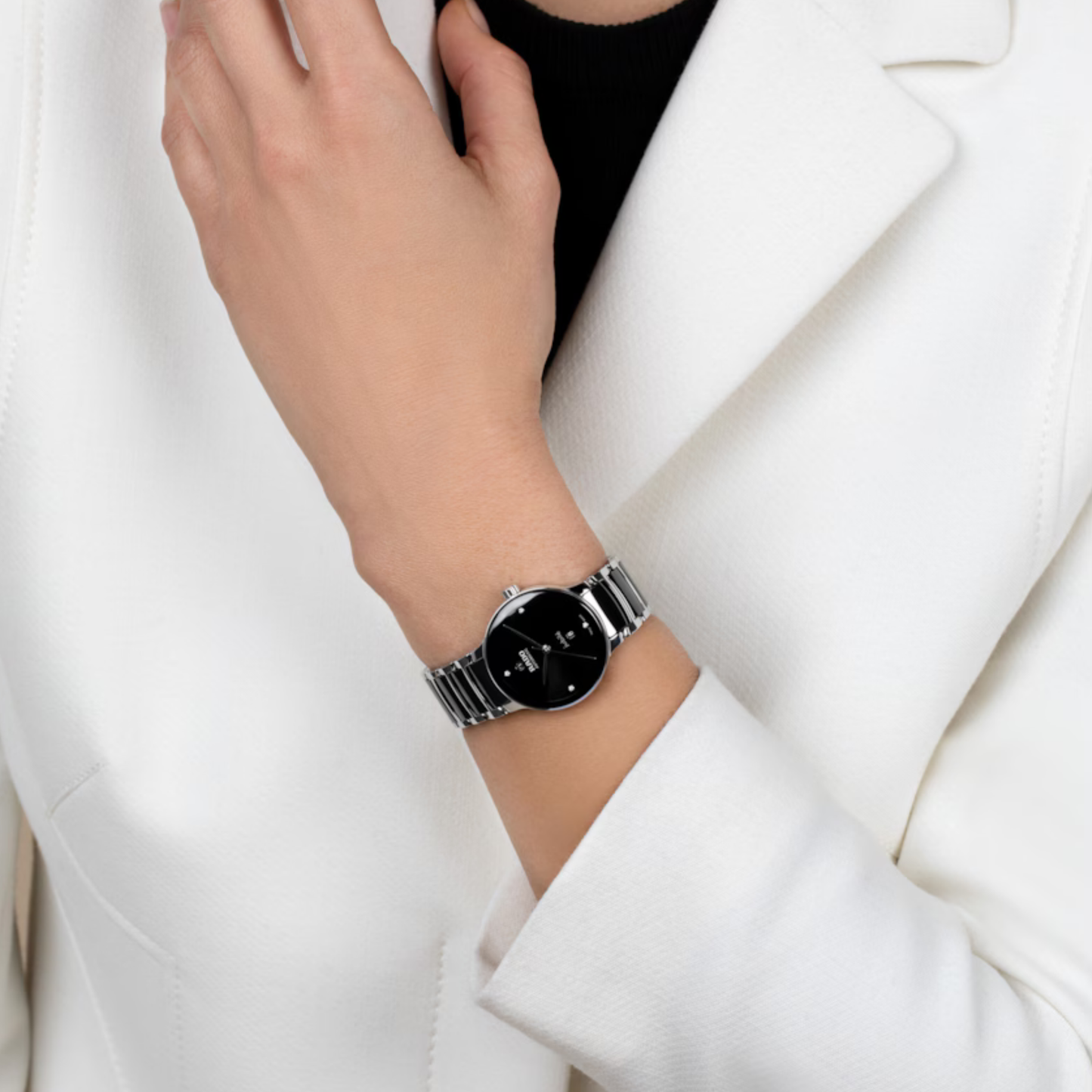 Rado Centrix Automatic Diamonds Black Dial Two-Tone Stainless Steel Men’s Watch 30.5mm