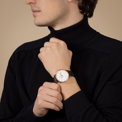 Rado Coupole Classic Brown Leather White Dial Automatic Watch 41 mm