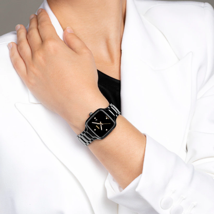 Rado True Square Black Diamond Ceramic Automatic Watch 29.2 mm