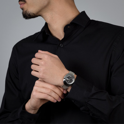 Rado DiaStar Original Silver Stainless Steel Black Dial Watch 35.1 mm