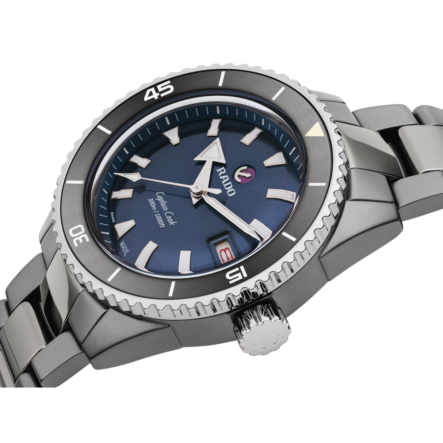 Rado Captain Cook Blue Ceramic Titanium Automatic Watch 43 mm