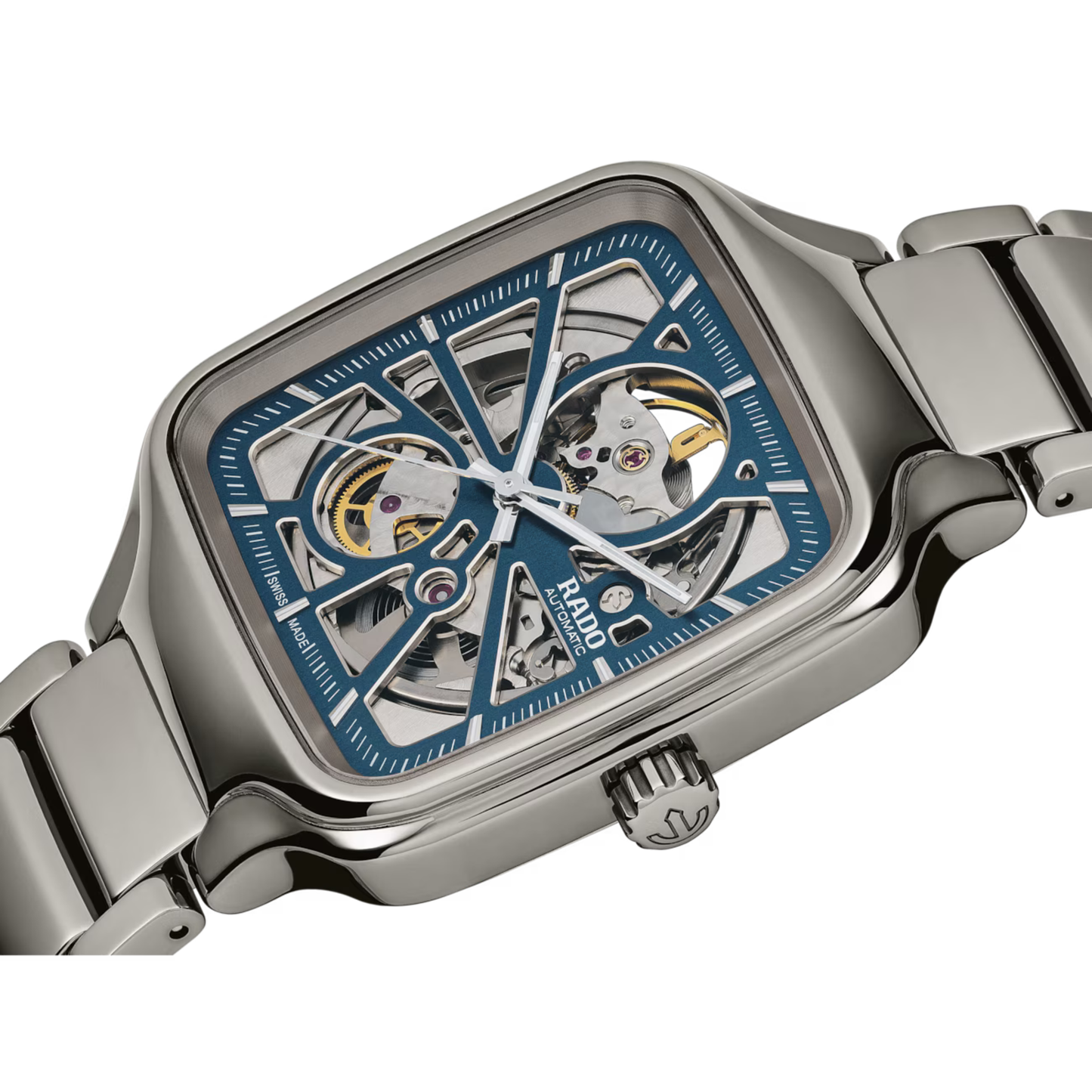 Rado True Square Open Heart Blue Ceramic Automatic Watch 38 mm