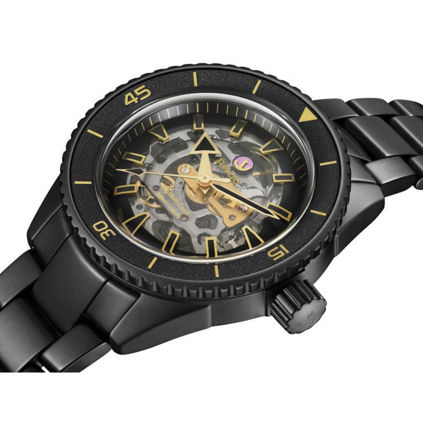 Rado Captain Cook Black Skeleton Ceramic Automatic Watch 43 mm