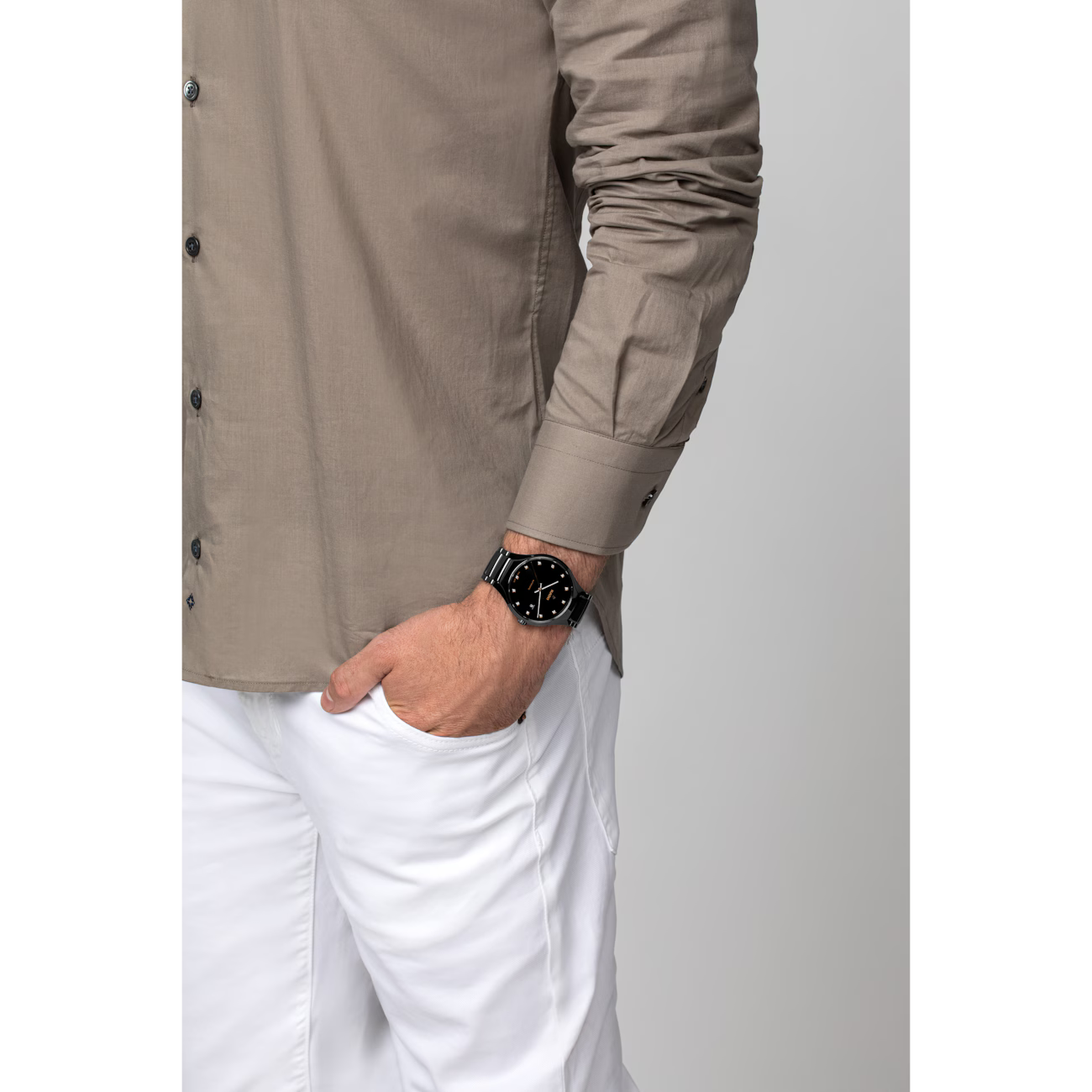 Rado True Round Diamonds Black Ceramic Automatic Watch 40 mm