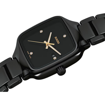 Rado True Square Black Diamond Ceramic Automatic Watch 29.2 mm