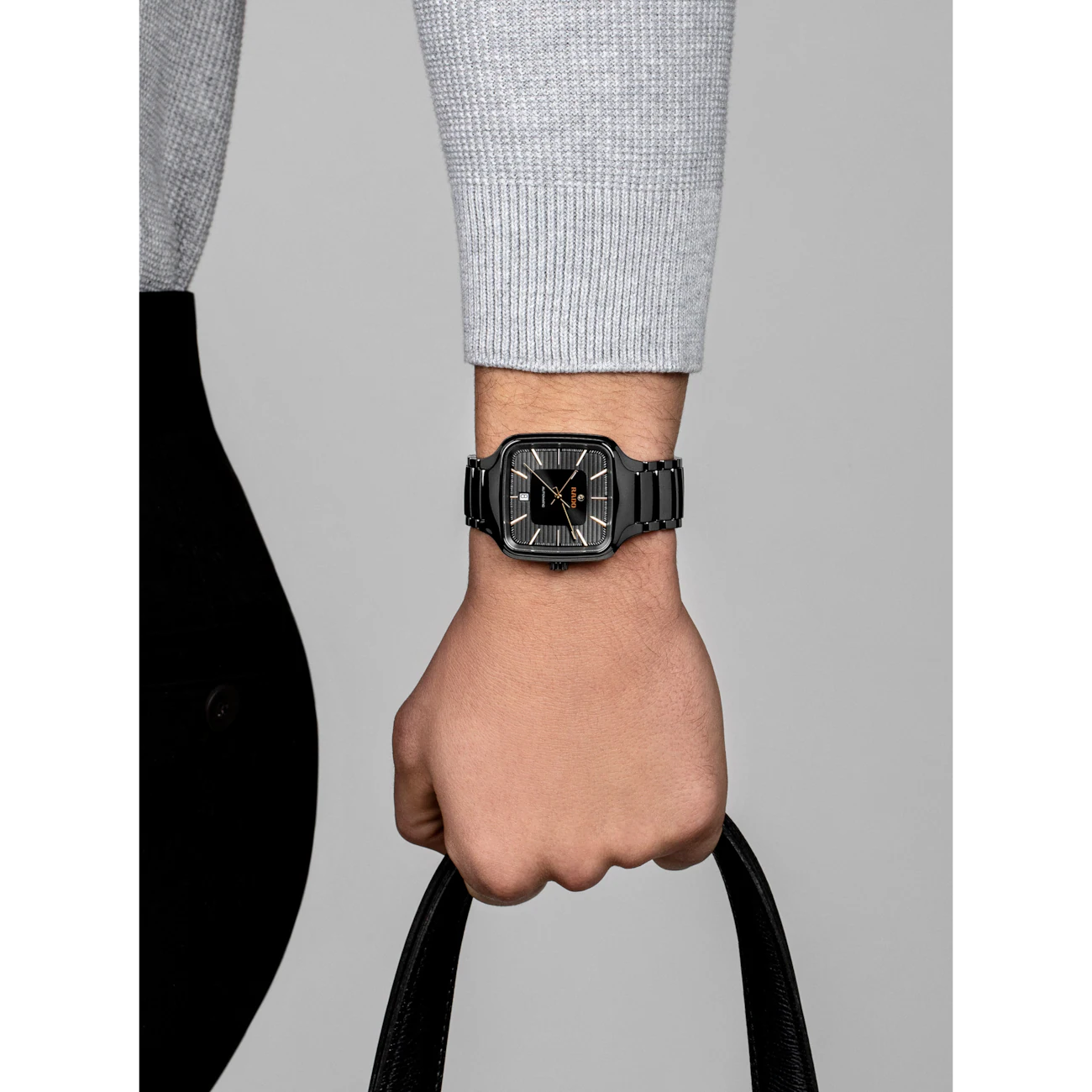 Rado True Square Grey Ceramic Titanium Automatic Watch 38 mm