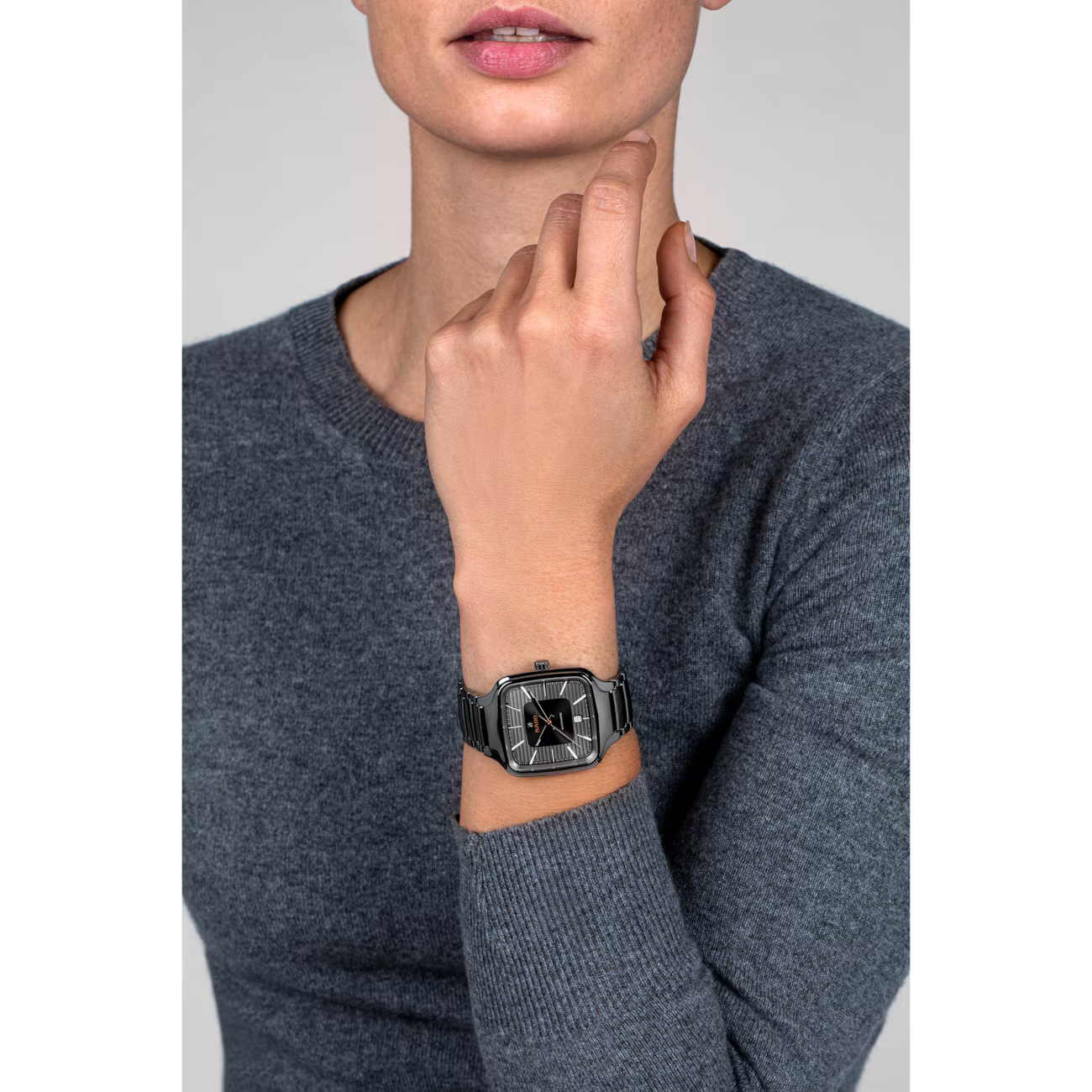 Rado True Square Grey Ceramic Titanium Automatic Watch 38 mm