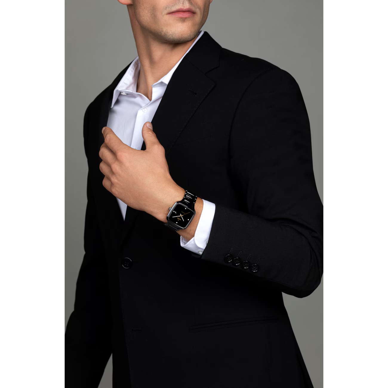 Rado True Square Black Diamond Ceramic Titanium Watch 38 mm