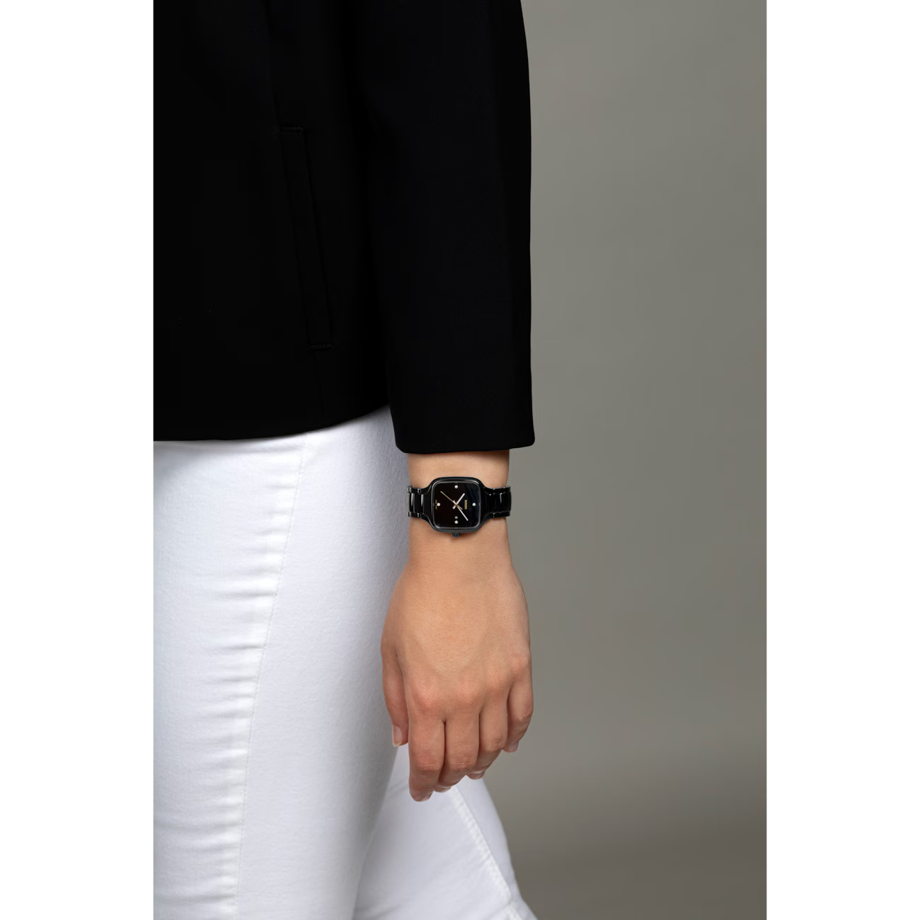 Rado True Square Black Diamond Ceramic Automatic Watch 29.2 mm