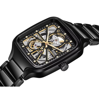 Rado True Square Black Open Heart Ceramic Titanium Automatic Watch 38 mm