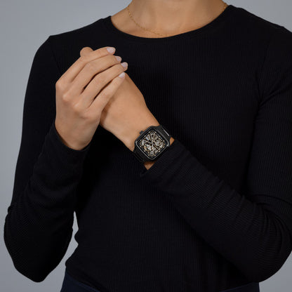 Rado True Square Black Open Heart Ceramic Titanium Automatic Watch 38 mm